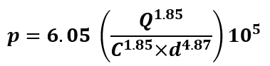 hazen williams pressure loss formula
